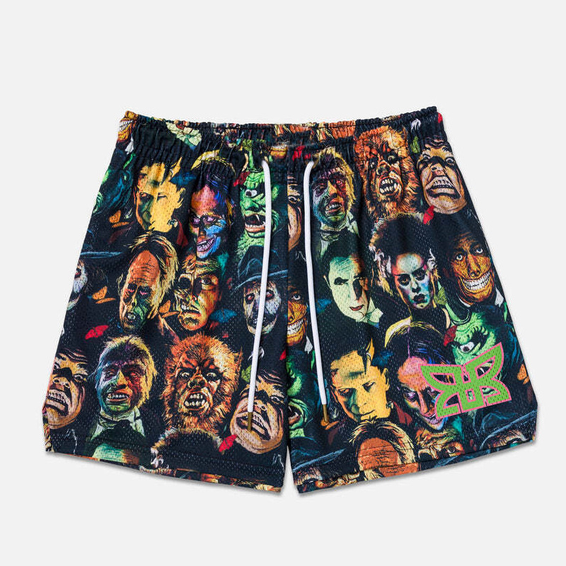 American Basketball Shorts Casual Men's Fitness Training Running No Knee Quarterless Pants Mesh Sports European and American Fashion Brand Pants