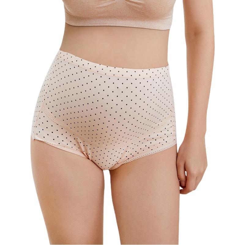 Pure Cotton High Waist Pregnant Women's Underwear Wave Dot Breathable and Comfortable Cotton Underwear Large Size Pregnant Women's Underwear for Late Pregnancy