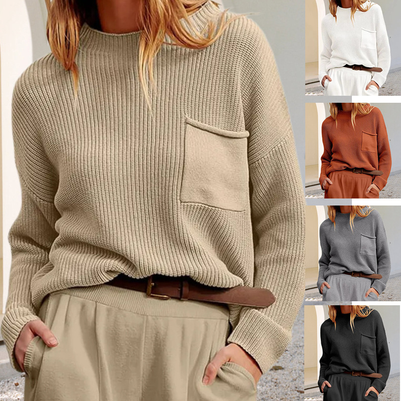Cross-border 2024 foreign trade Europe and the United States women's autumn and winter new Amazon independent station loose knitted pullover sweater coat