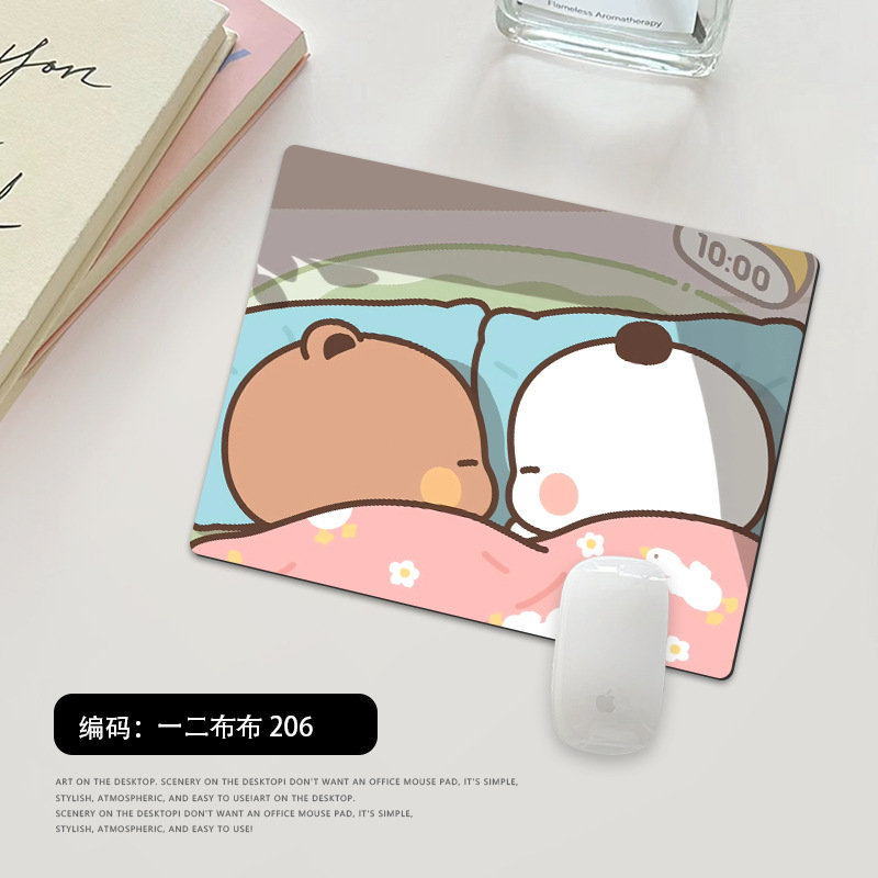 Picture of One or two cloth small size mouse pad office computer keyboard pad cartoon cute panda thick lock edge wrist pad