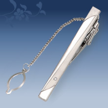 Picture of Metal tie clip men's suit chain 140 simple flower type business atmosphere with drill tie clip