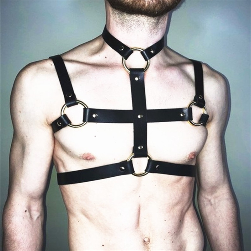 Foreign Trade·Men's Suspender Belt, Personalized Casual Bondage, Men's Leather Chest Strap, Waist Chain, Bar Performance Accessories