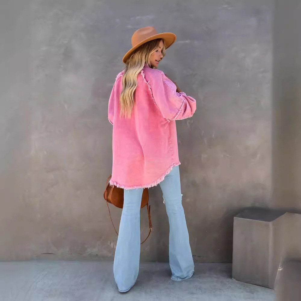 Picture of Foreign trade women's summer new European and American leisure do old tassel hole loose Denim coat cross-border Amazon women