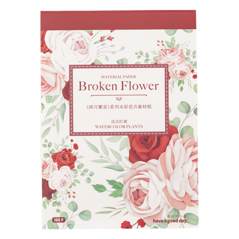 Beautiful day material paper Broken Moon Stars series watercolor flower hand account decoration material Paper 100