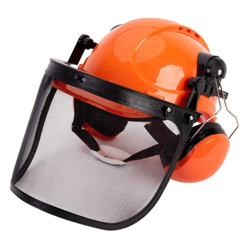Logging safety mask three-piece protective cover with earmuffs garden tools anti-splash anti-noise safety helmet