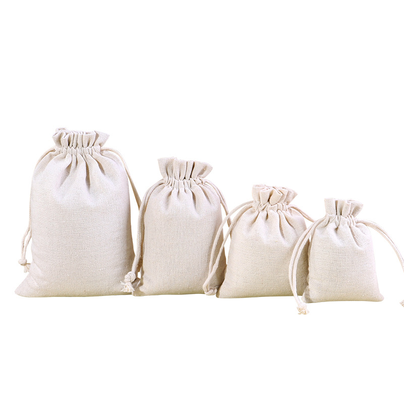 Picture of Blank cotton bag drawstring small cloth bag cotton linen cloth jewelry packaging bag dustproof storage cotton cloth bundle pocket wholesale