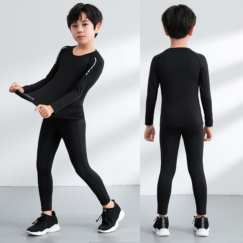 Picture of Children's Autumn and Winter Base Tight Suit Basketball Uniform Jersey Team Uniform Ball Suit Children's Autumn and Winter 2-Piece Tight Suit