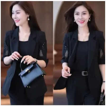 Picture of Professional Three-Piece Suit for Women 2025 New Fashion Summer Slimming and Western Style Harem Pants Suit Thin