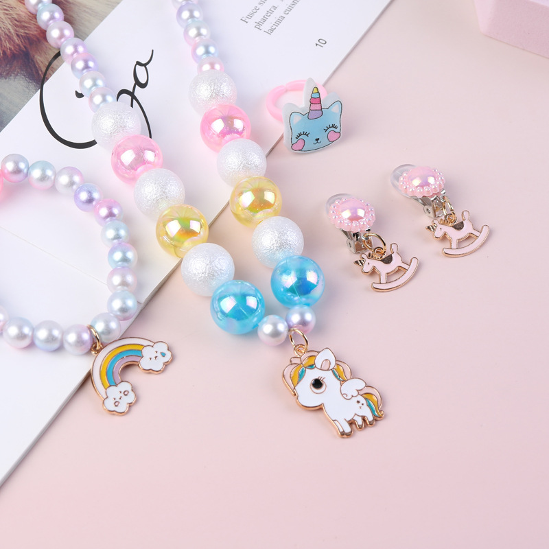 Picture of Amazon New Kidsren's Necklace Unicorn Bead Set DIY Kidsren's Jewelry Girls Ring Necklace Wholesale