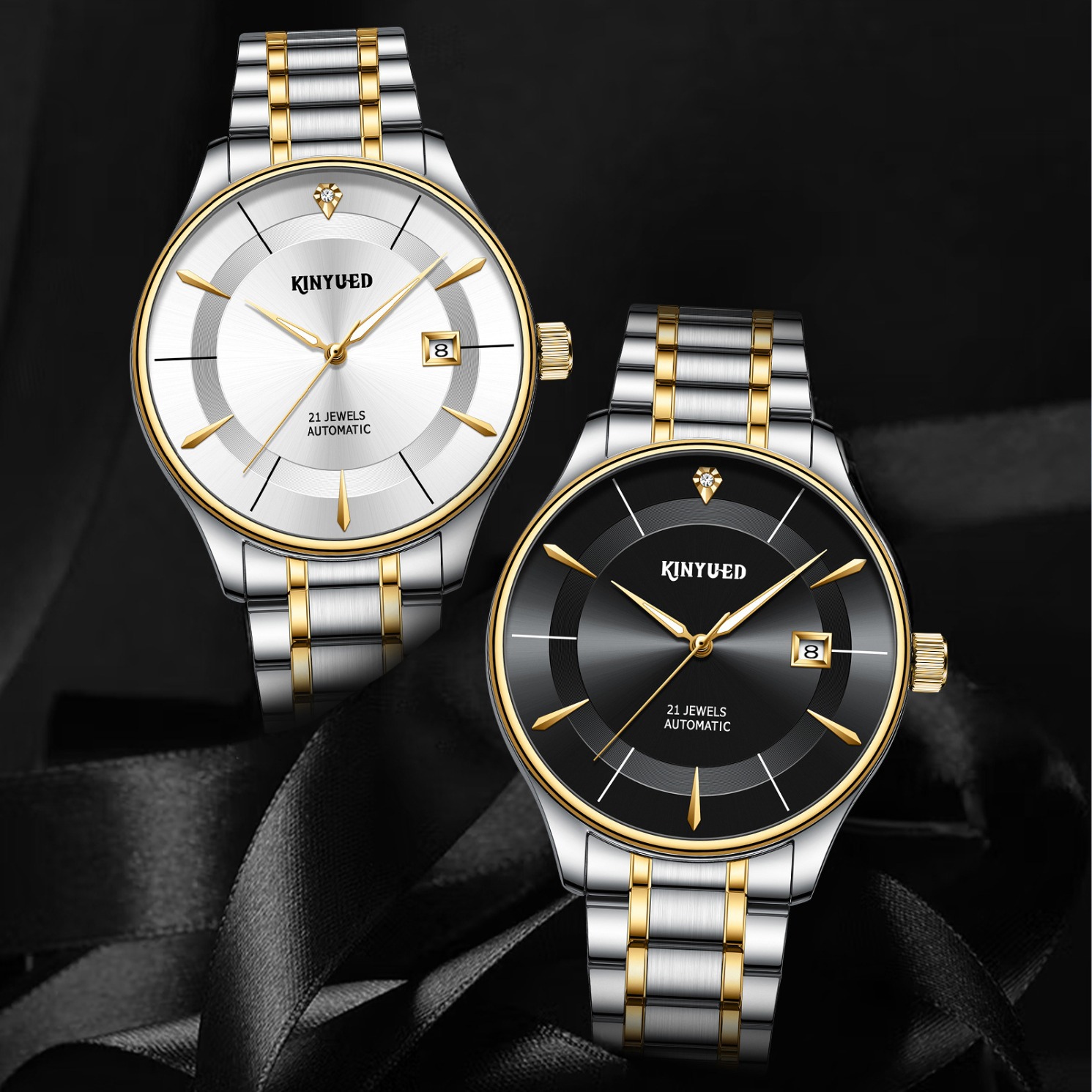 Picture of KINYUED New Men's Watch Classic Casual Mechanical Watch Diamond Automatic Mechanical Watch Simple Men's Watch