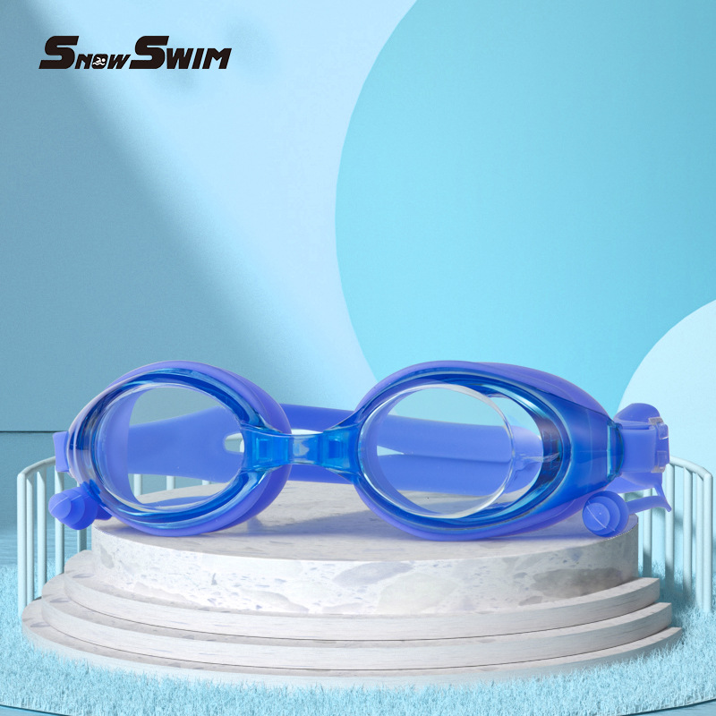 Picture of Boxed bagged one-piece earplugs silicone swimming goggles adult waterproof anti-fog plain large frame 100 swimming goggles cross-border