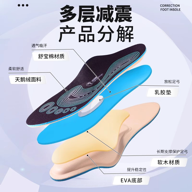 Picture of Cork Flat Foot Arch Support Insoles Flat Foot Arch Pads X-Shaped Leg Correction Calf Correction Leg Shape Correction for Women