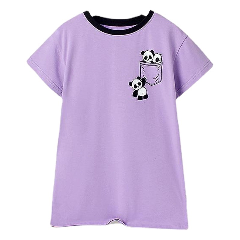 Summer Korean new girls short sleeve dress big children cartoon panda sleeping skirt girl skirt wholesale