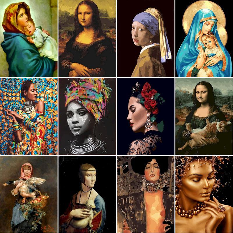 Classical European Women's Oil Painting Poster Art Canvas Painting Abstract Retro Frameless Painter's Home Hanging Painting Decorative Painting Core