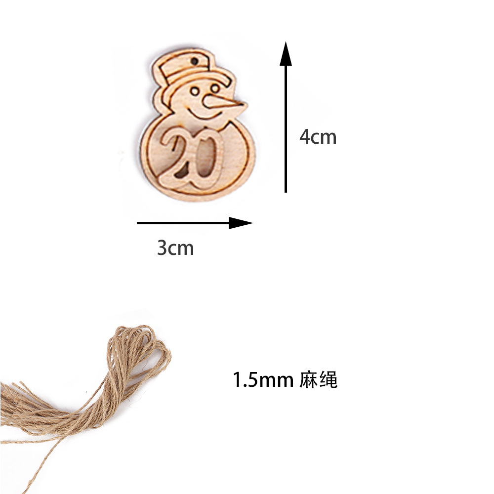 Picture of Creative Christmas Calendar Pendant Wooden Label 24 Digital Countdown Gift Bag Hanging Craft