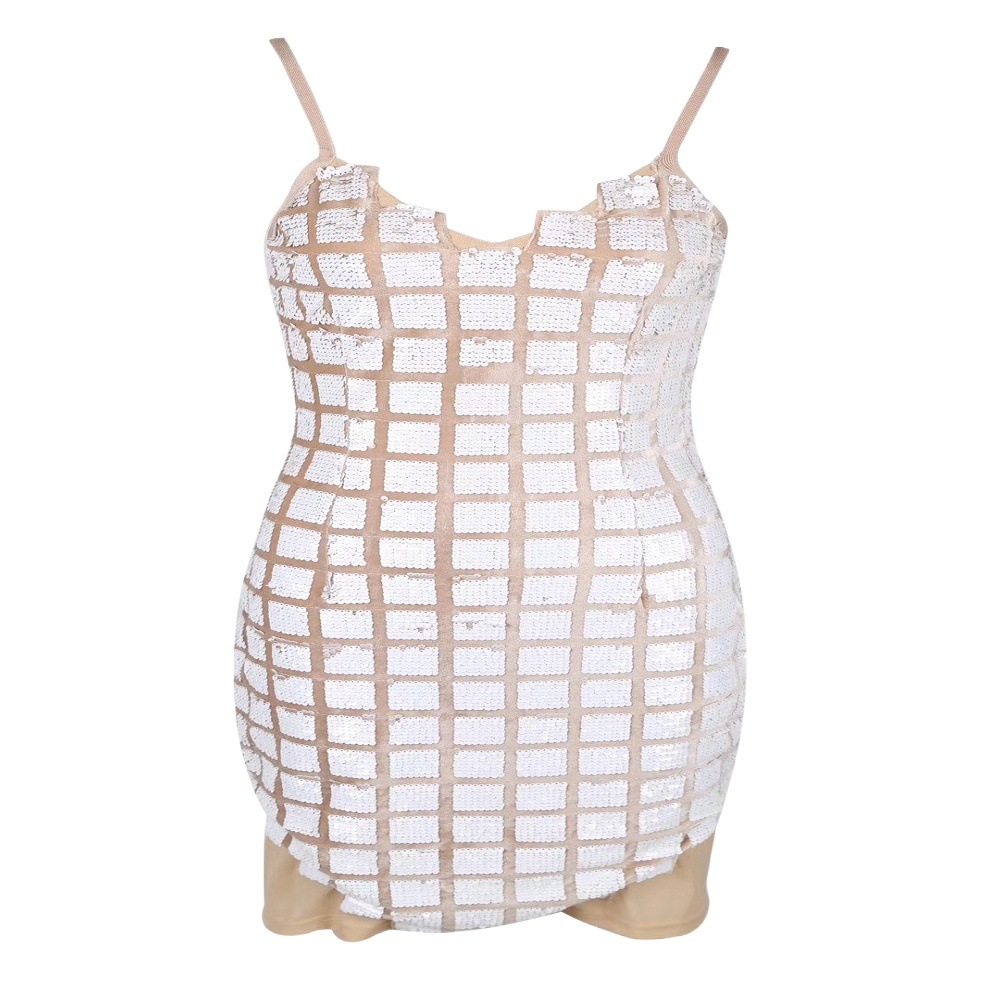 Cross-border Foreign Trade Women's Sling dress Sexy Hot Drilling Decoration Heavy Industry Luxury Amazing Dazzling Dress in stock