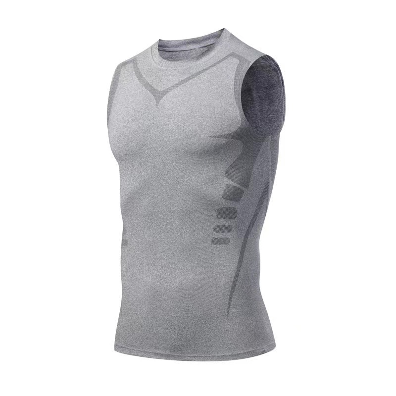 Picture of Amazon quick-drying vest men's tight stretch solid color sports workout clothes training basketball fitness running vest