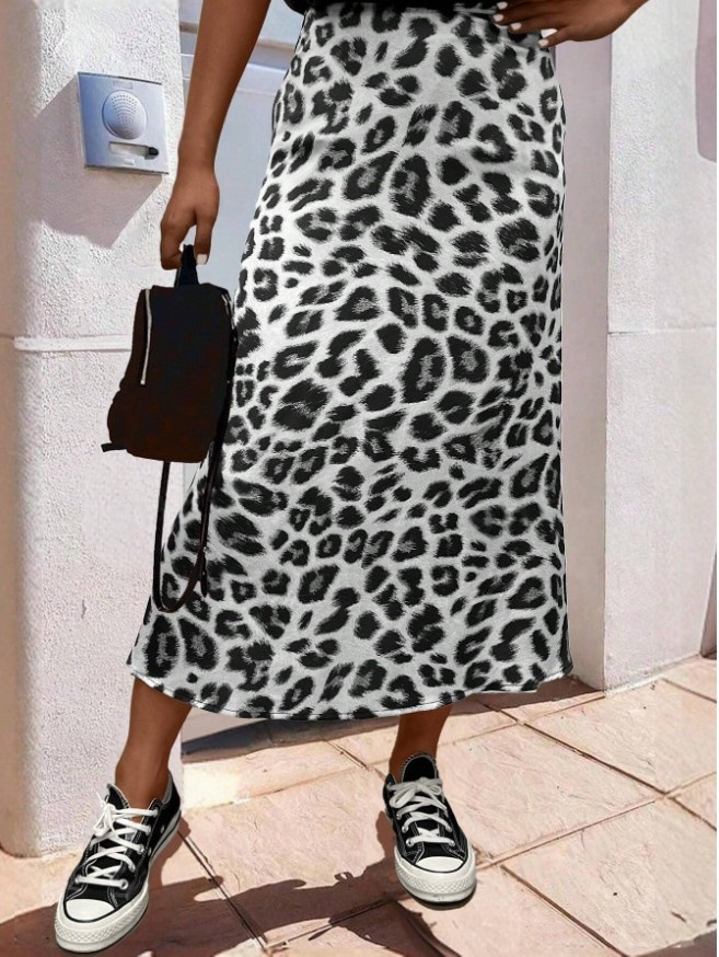 Picture of Cross-Border Women's Satin Skirt Spring and Summer New Sexy Leopard Print Amazon Imitation Silk Printed Long Skirt
