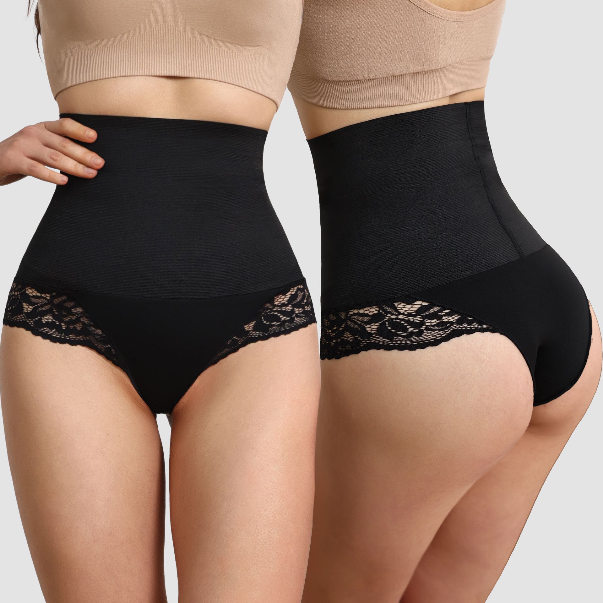 Picture of European and American Belly Pants Strong Belly Pants Summer Thin Sexy Lace-edge T-shaped Briefs Women's Shaping Pants