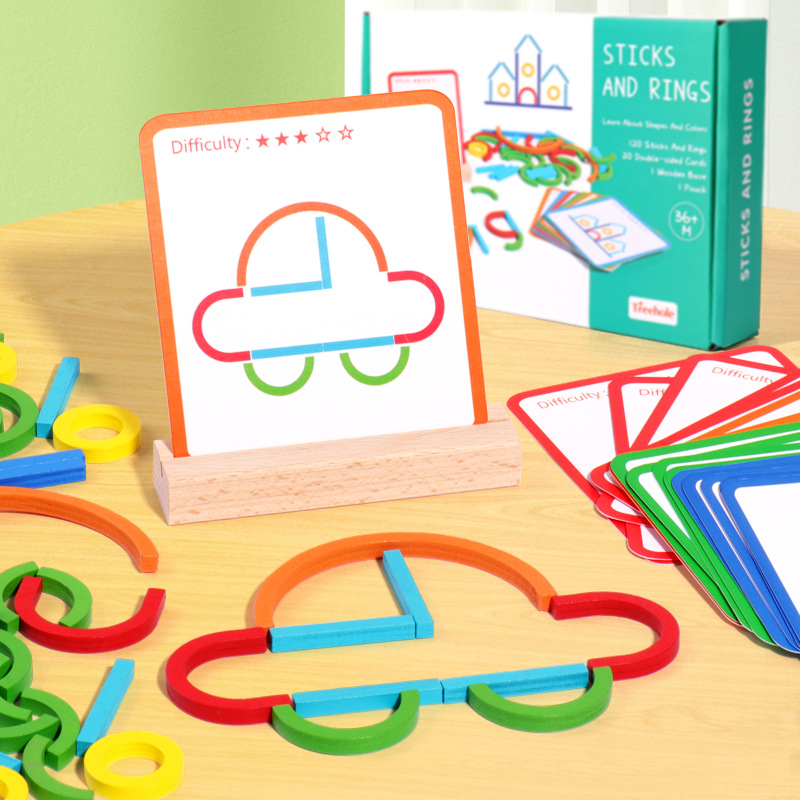 Picture of Wooden creative ring stick puzzle abstract logical thinking hand-eye coordination training children's early education educational toys