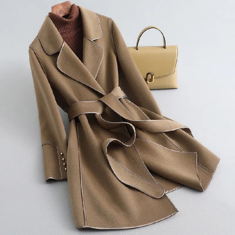 Picture of High-end Korean-style Woolen Coat Women's 2024 Autumn and Winter New Western-style Age-reducing Mid-length Double-sided Woolen Coat Women's Trendy
