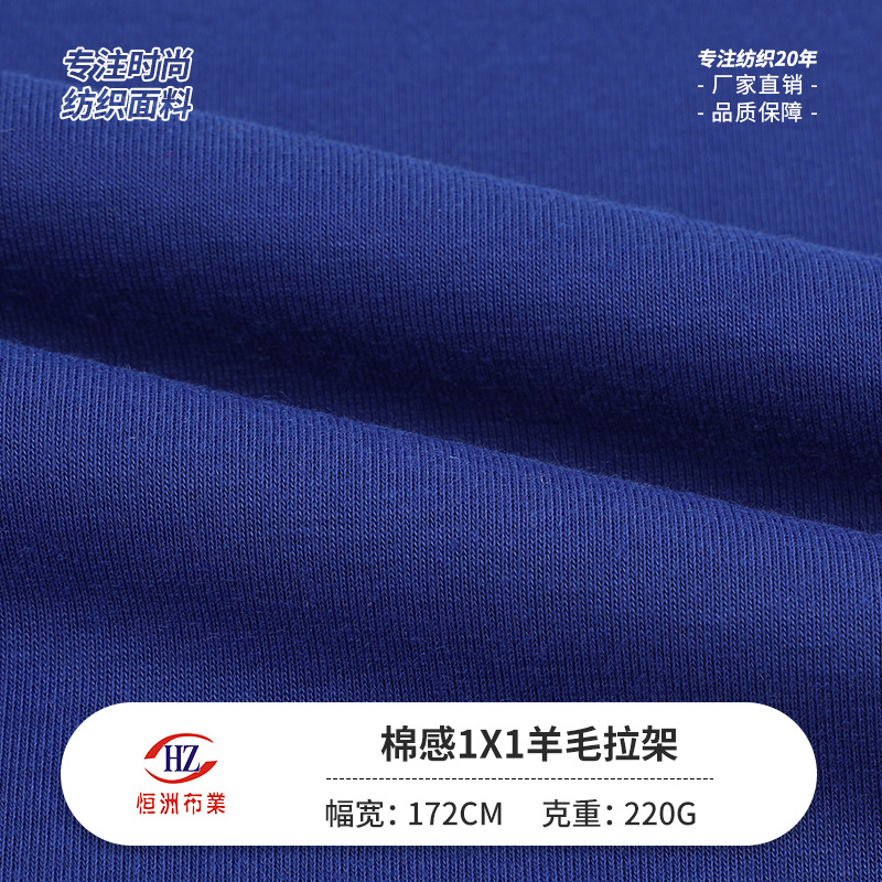 Spot Cotton Feel 1X1 Wool Pull Frame 220g Double-Sided Stretch Knitted Stretch Jersey Export Clothing T-Shirt Fabric