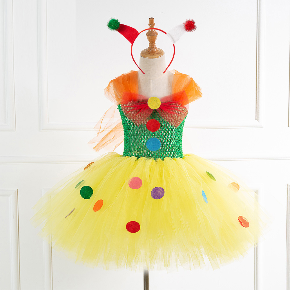 Cross-Border Christmas Small Disc Girls' Dress, Cute Short Tutu Skirt, Children's Dress, Foreign Trade Princess Dress