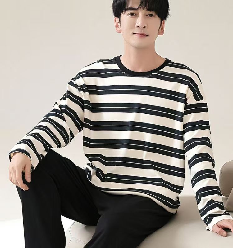 Picture of Men's Pajamas Long Sleeve Pants Spring and Autumn Thin Dad Large Size Casual Home Wear Factory Foreign Trade Cross-border Explosions
