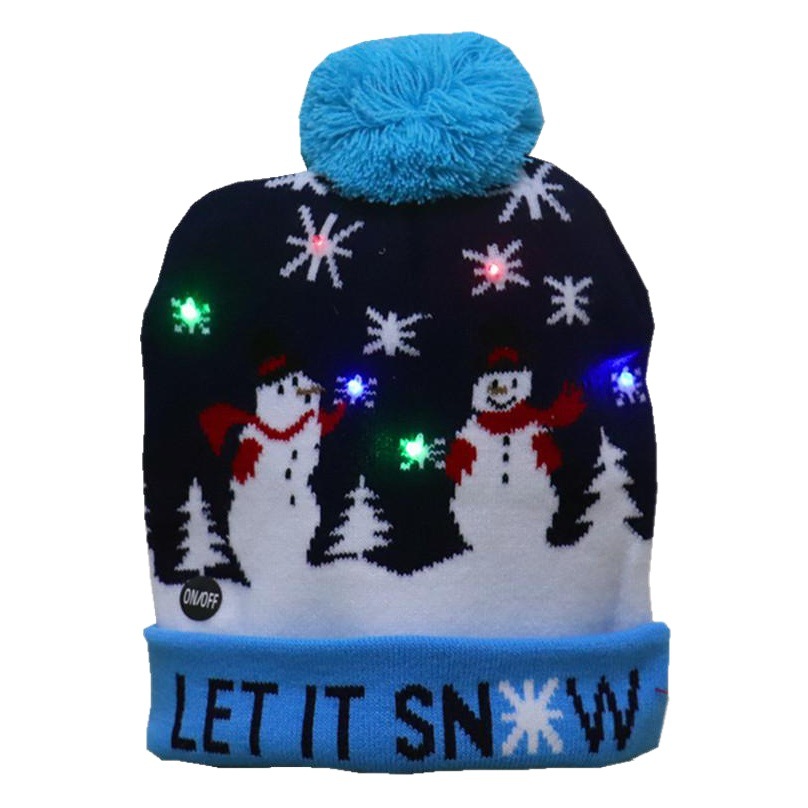 New Christmas Hat with Light High-end Adult Children Colorful Luminous Knitted Hat Dinosaur Christmas Decoration Supplies