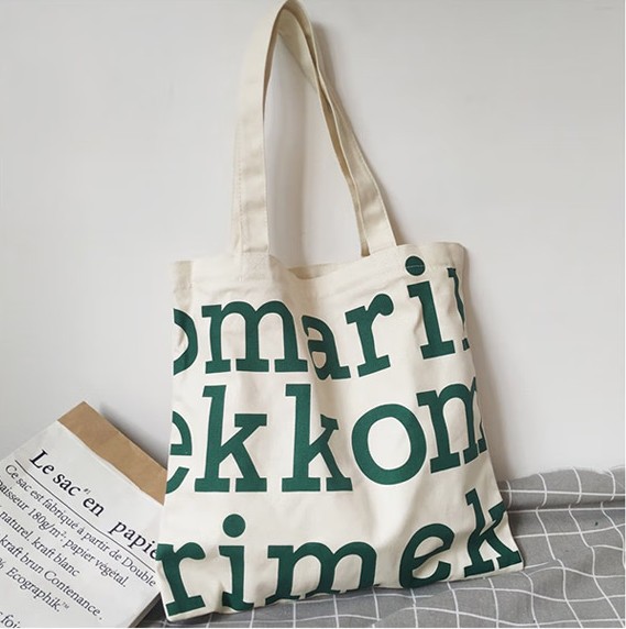 ins Style Bottomless Side English Letters Canvas Shopping Tote Bag Printable logo