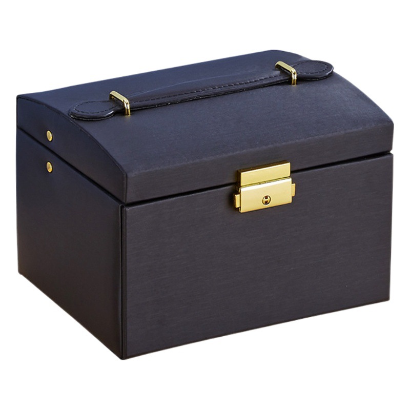 Cross-border portable jewelry box PU small arch European three-layer drawer necklace ring hand jewelry jewelry storage box