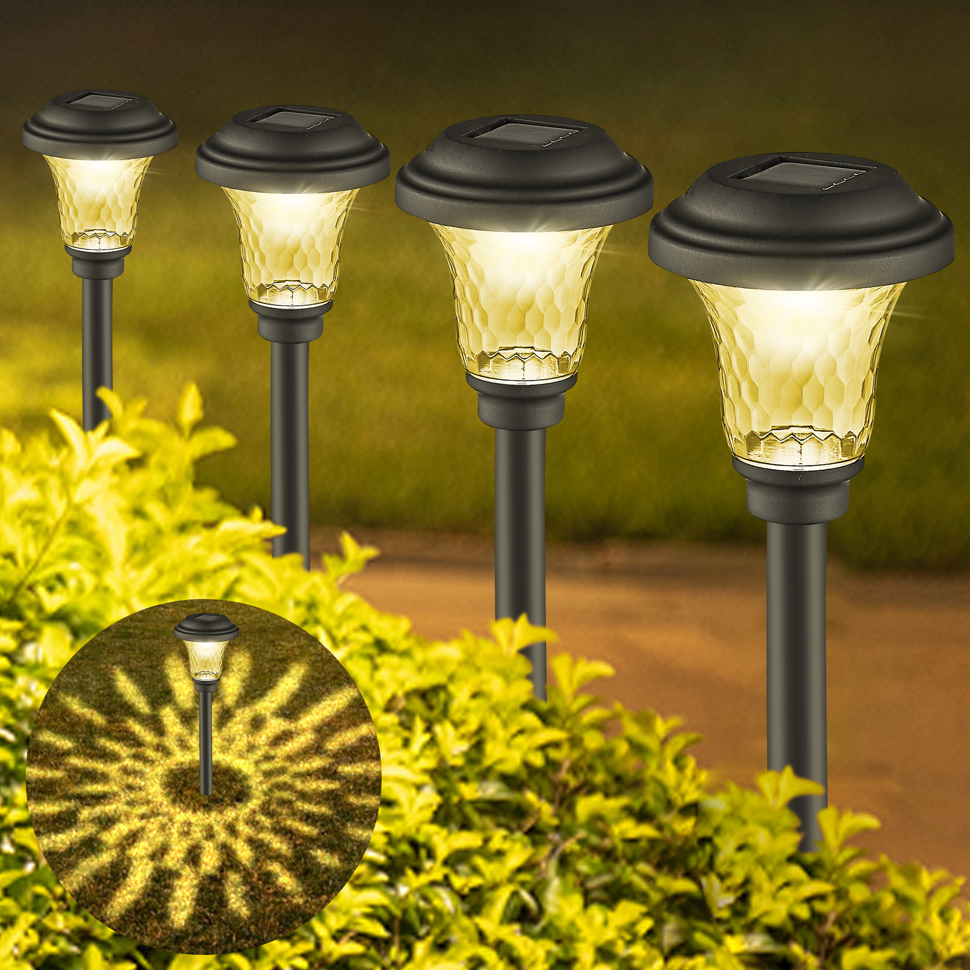 Amazon Solar Lawn Light Outdoor Waterproof Led Garden Landscape Ground Plug Projector Light Courtyard Road Light