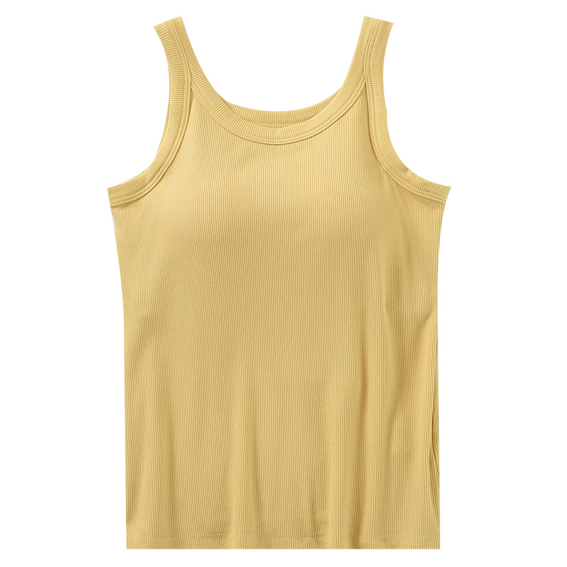 Picture of Vest with Chest Pad Sling Wide Shoulder Strap Base Cup Bra One-piece Underwear Long Top Anti-slip Sleeveless Women