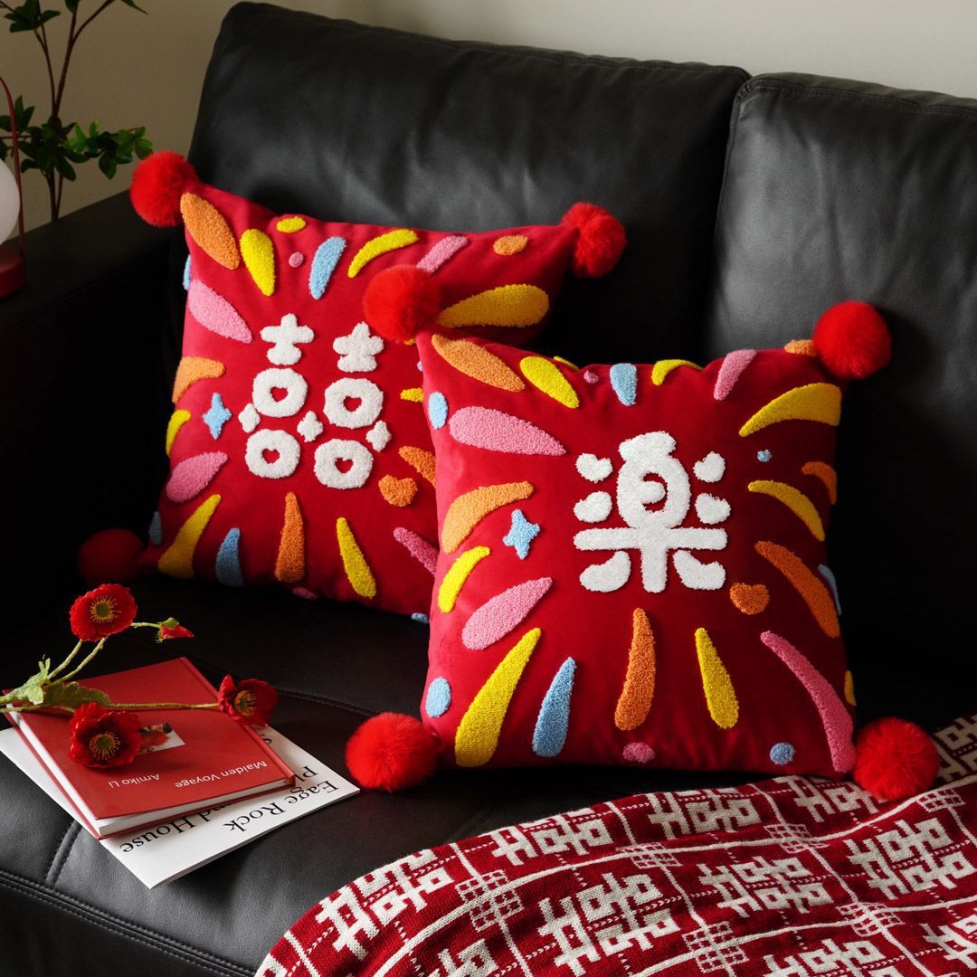Picture of Wedding pillow a pair of festive red pressing bed pillow living room sofa wedding wedding pillow wedding wedding room decoration
