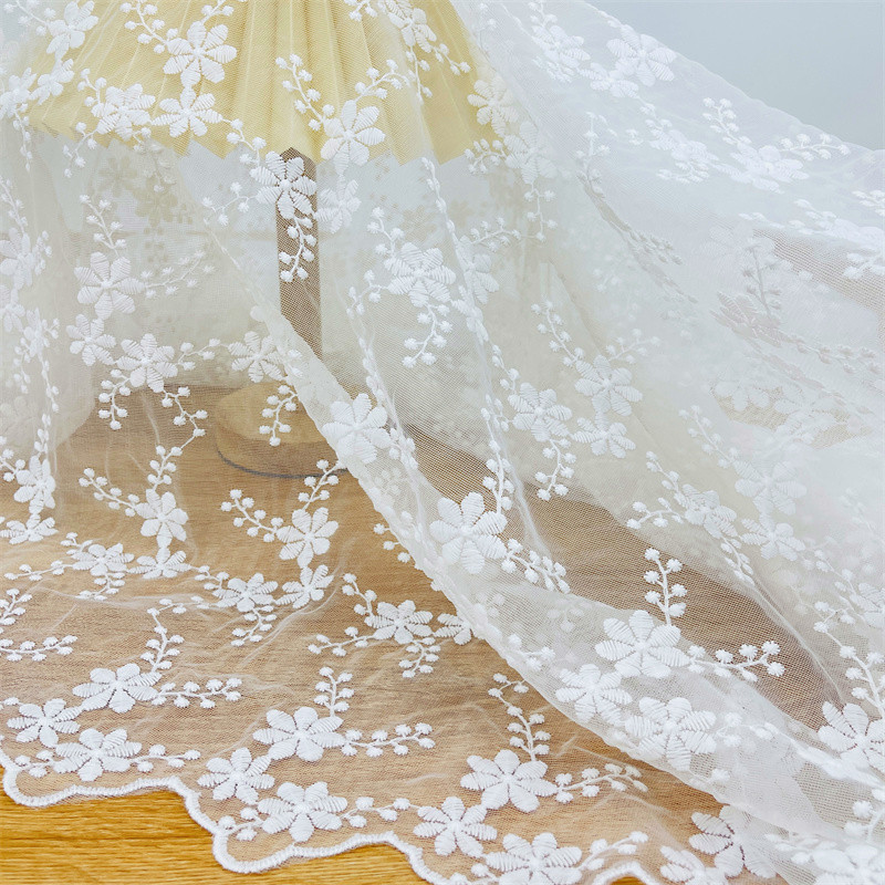New water-soluble mesh embroidery lace fabric Milk silk embroidery Lolita women's skirt lace fabric