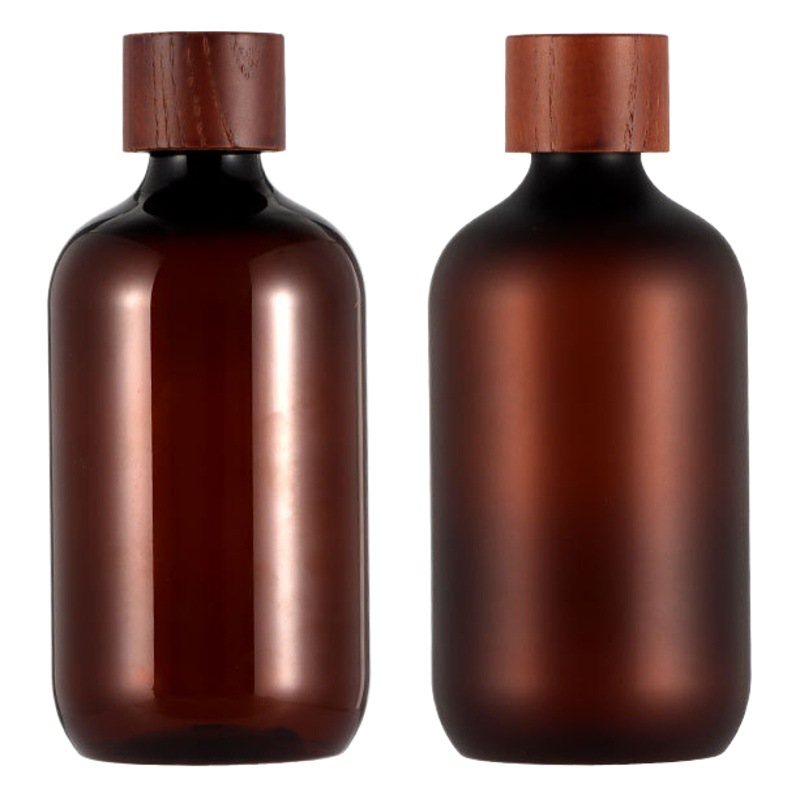 500ml brown wooden lid bottle pure Dew bottle transparent 300ml hand sanitizer bottle high-looking body milk bottle empty bottle