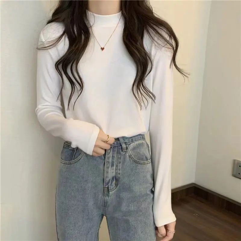 Picture of Double-sided velvet warm bottoming shirt women's autumn and winter Korean version of the latest half-high collar high-end slim-fit top trendy