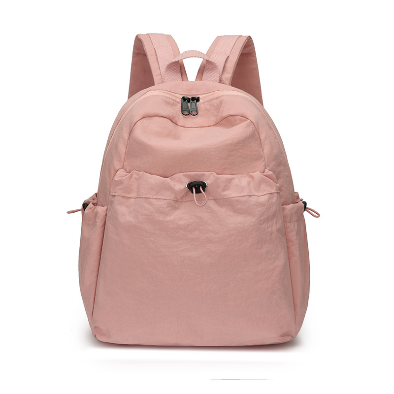 Picture of Japanese Style Pure Color Pleated Nylon Backpack Women's Large Capacity Lightweight Casual Travel Female College Student High-End Backpack