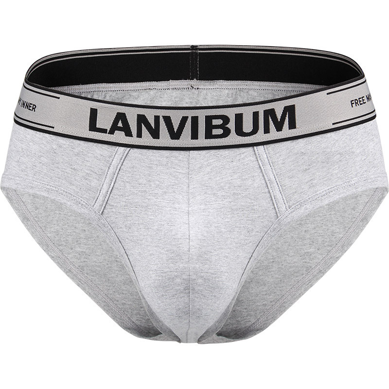 Picture of New Lanvibum Men's Underwear Briefs Cotton Mid-Waist Large Size Pure Color Sexy Trendy Men's Briefs
