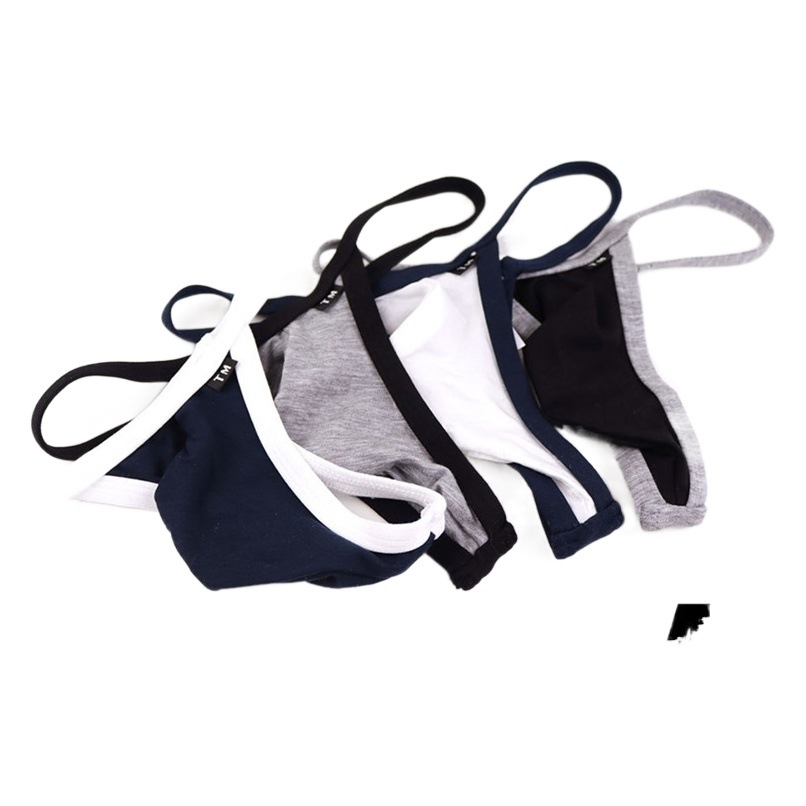 New men's color matching thong low waist cotton breathable large bag comfortable underwear T pants retail wholesale