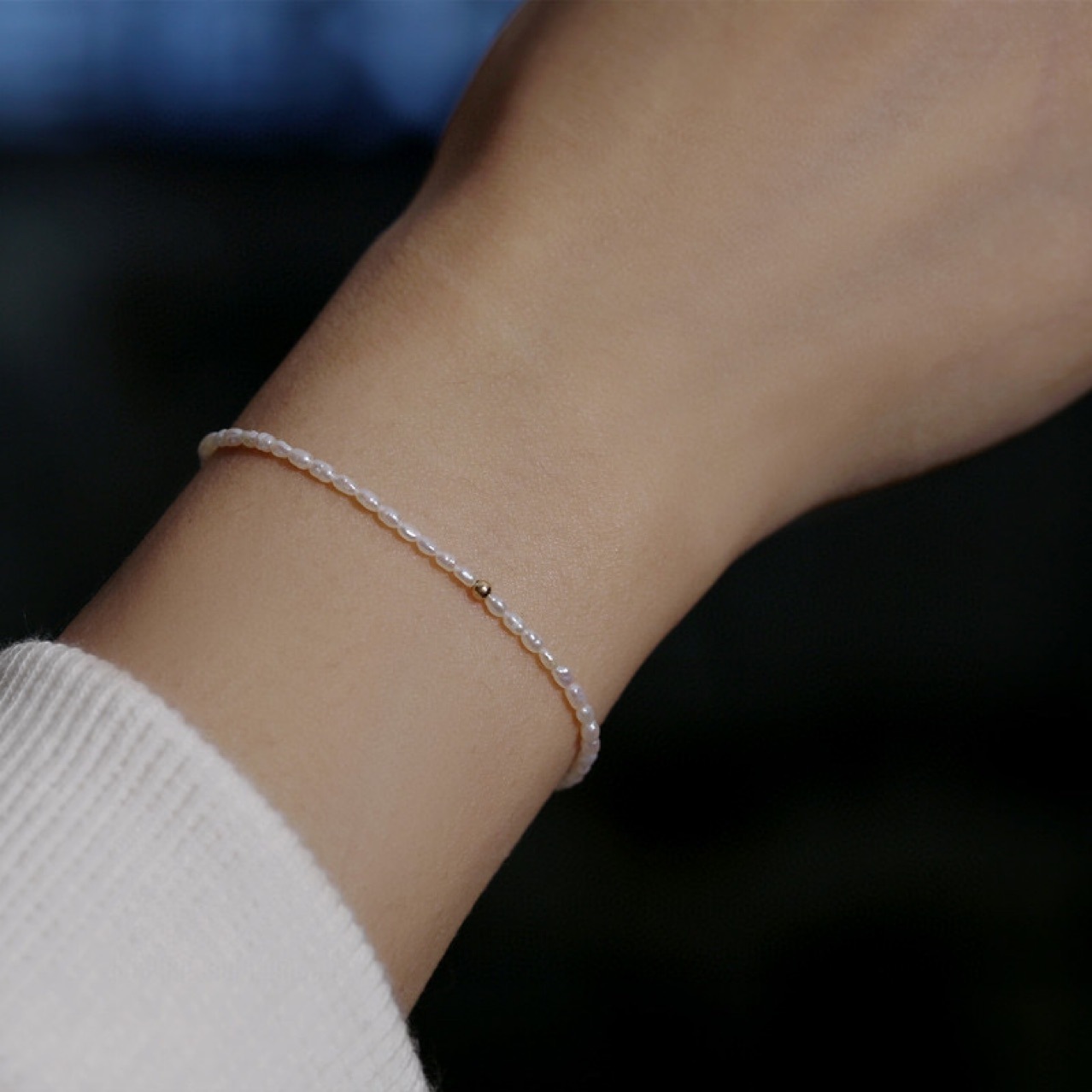 A Golden Peas Tianshuanshui Ran Baroque Mini Freshwater Pearl Bracelet Simple 14K Bag Gold Bracelet for Women
