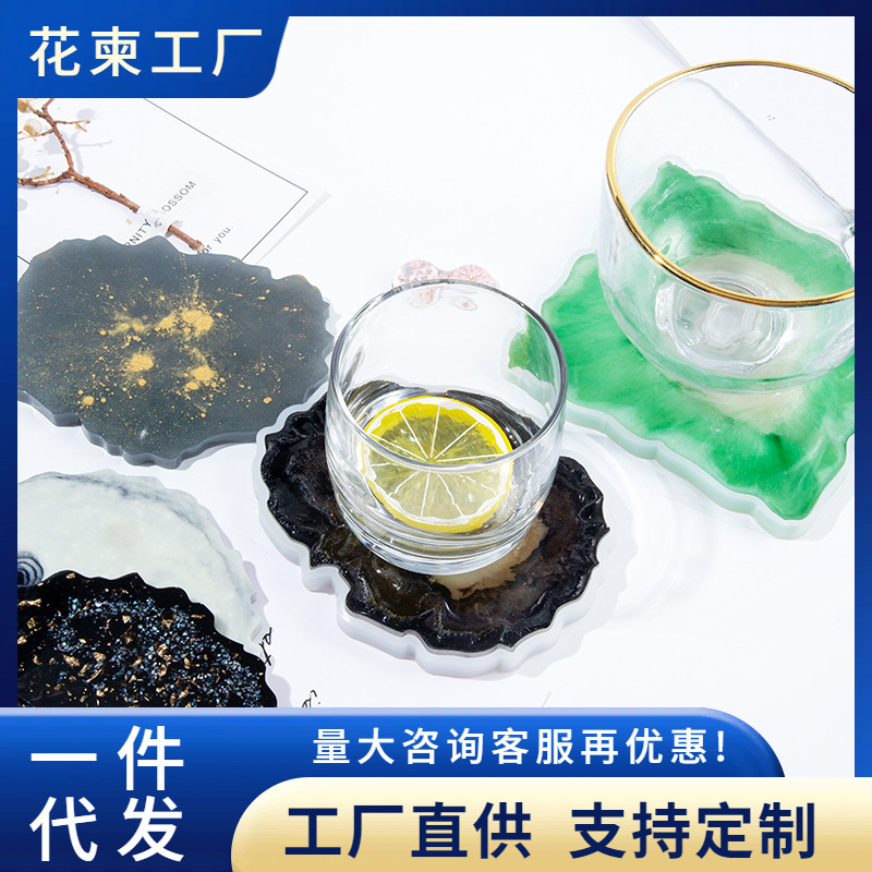 Flower Cambodia diy drop mold coaster mold cloud resin shaped irregular wave coaster silicone mold
