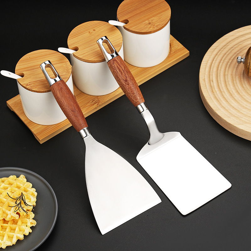 Picture of Cooking Teppanyaki Stainless Steel Steak Spatula Pizza Spatula Hand Cake Tool Triangular Spatula Pancake Spatula