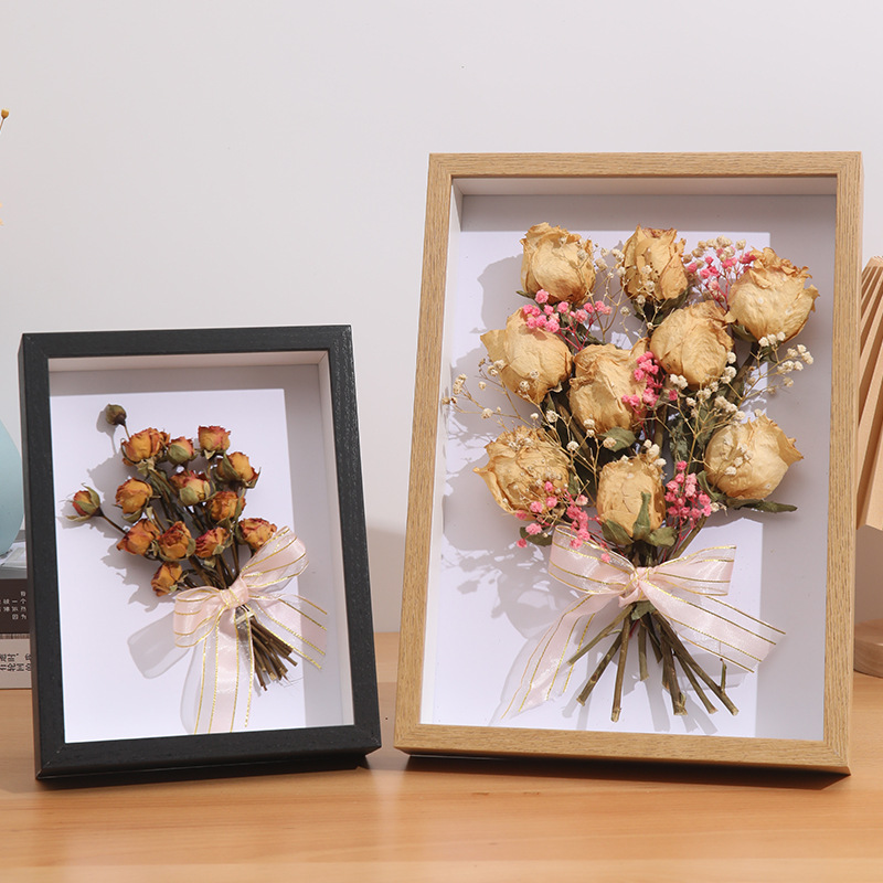 Picture of Hollow Three-Dimensional Photo Frame 6inch Photo Frame Wholesale Wooden Picture Frame Handmade DIY Dried Flower Photo Frame A4 Wall Hanging Photo Frame Table