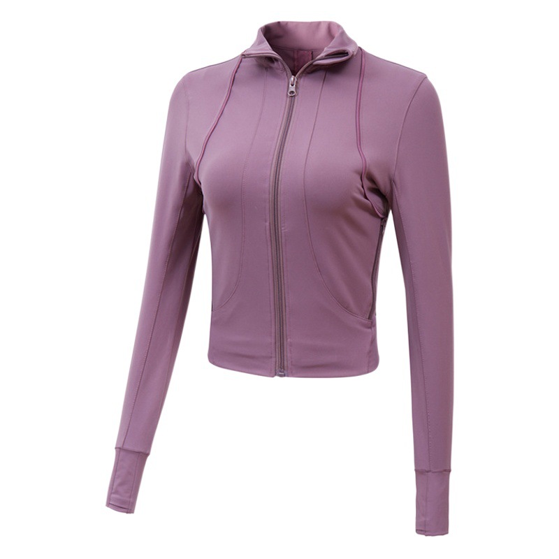 Stand Collar Full Zip Sports Jacket New Cyber Celebrity Yoga Clothes Long Sleeve BF Style Women's Handsome Running Fitness Jacket