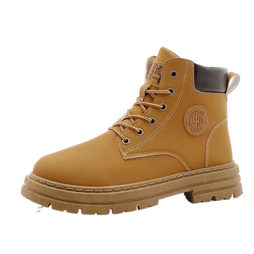 Motorcycle Martin Boots Men's 2025 New High-top British Style Workwear Boots Thick Bottom Non-slip Wear-resistant Rhubarb Boots Men's Shoes