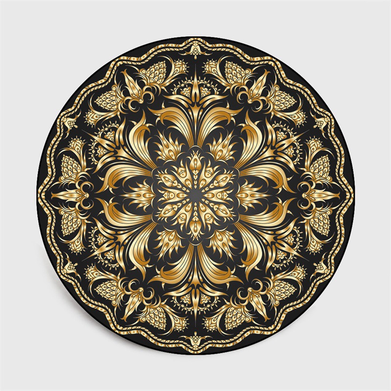 Picture of Cross-border Classic European-style Light Luxury Retro Black Gold Pattern Living Room Bedroom Hanging Basket Chair Round Non-slip Mat Carpet