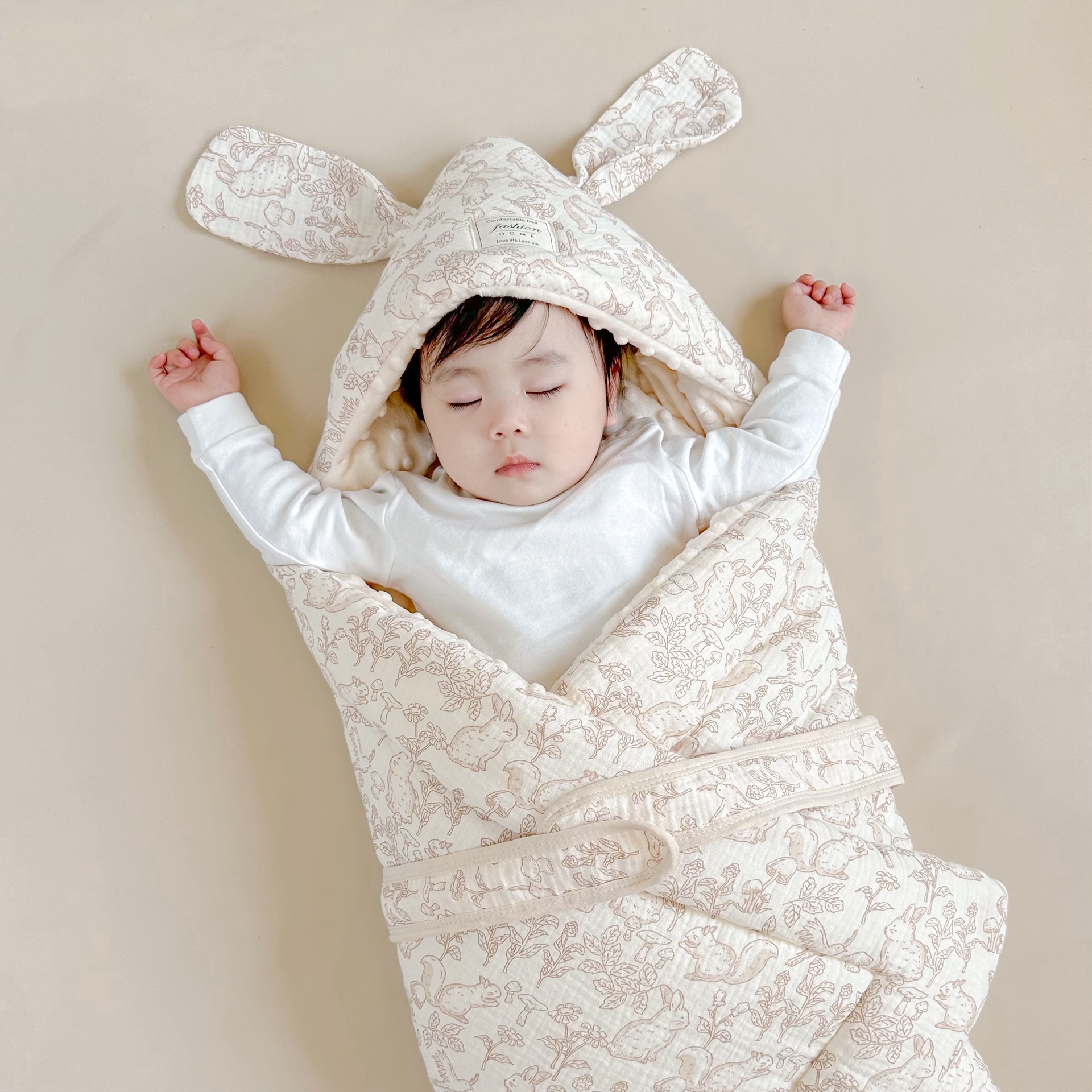 Autumn and Winter Cotton Baby's Ear Coated Cotton Cartoon Printing Newborn Birth Room Bean Blanket Thickened Cushion