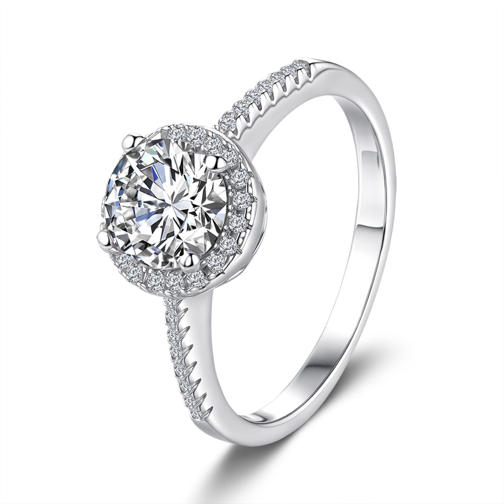 Picture of Moissanite ring s925 sterling silver ring 1 karat luxury round bag moisan women's factory cross-border exclusive