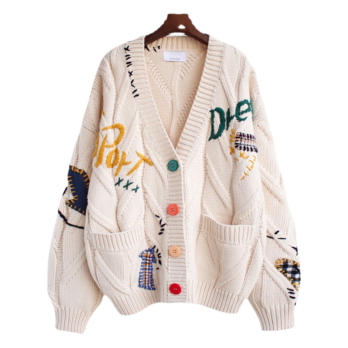 Early Spring Autumn 2024 New Explosions Women's Fashion Top Knitted Cardigan Women's Lazy Wind Loose Sweater Coat